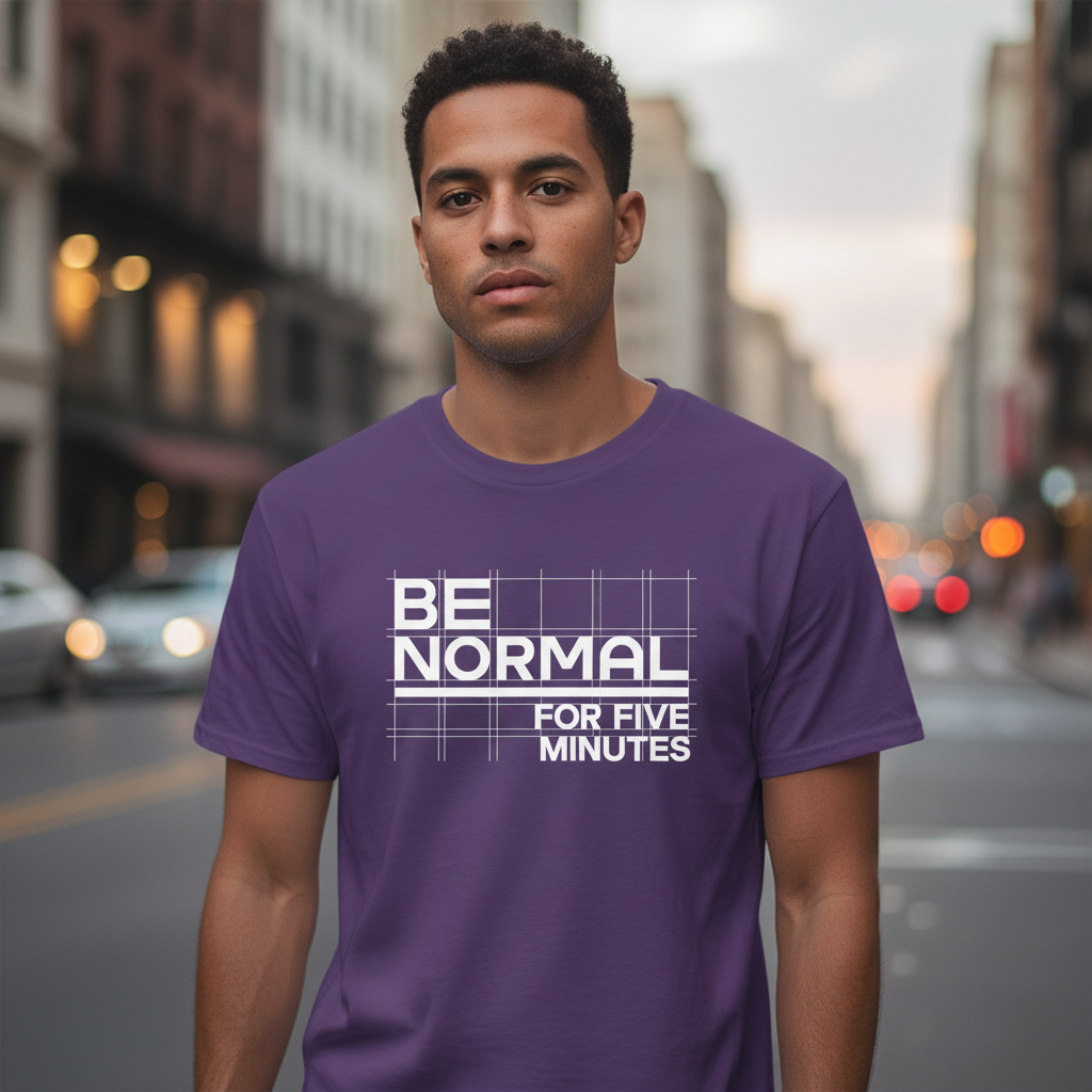 Be Normal for Five Minutes T-Shirt - Funny Sarcastic Tee - Beyond Lines