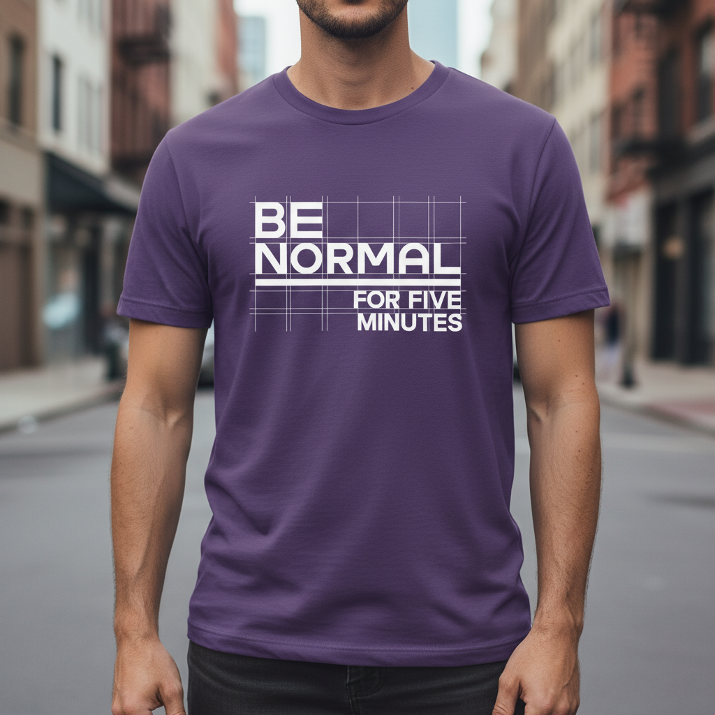 Be Normal for Five Minutes T-Shirt - Funny Sarcastic Tee - Beyond Lines