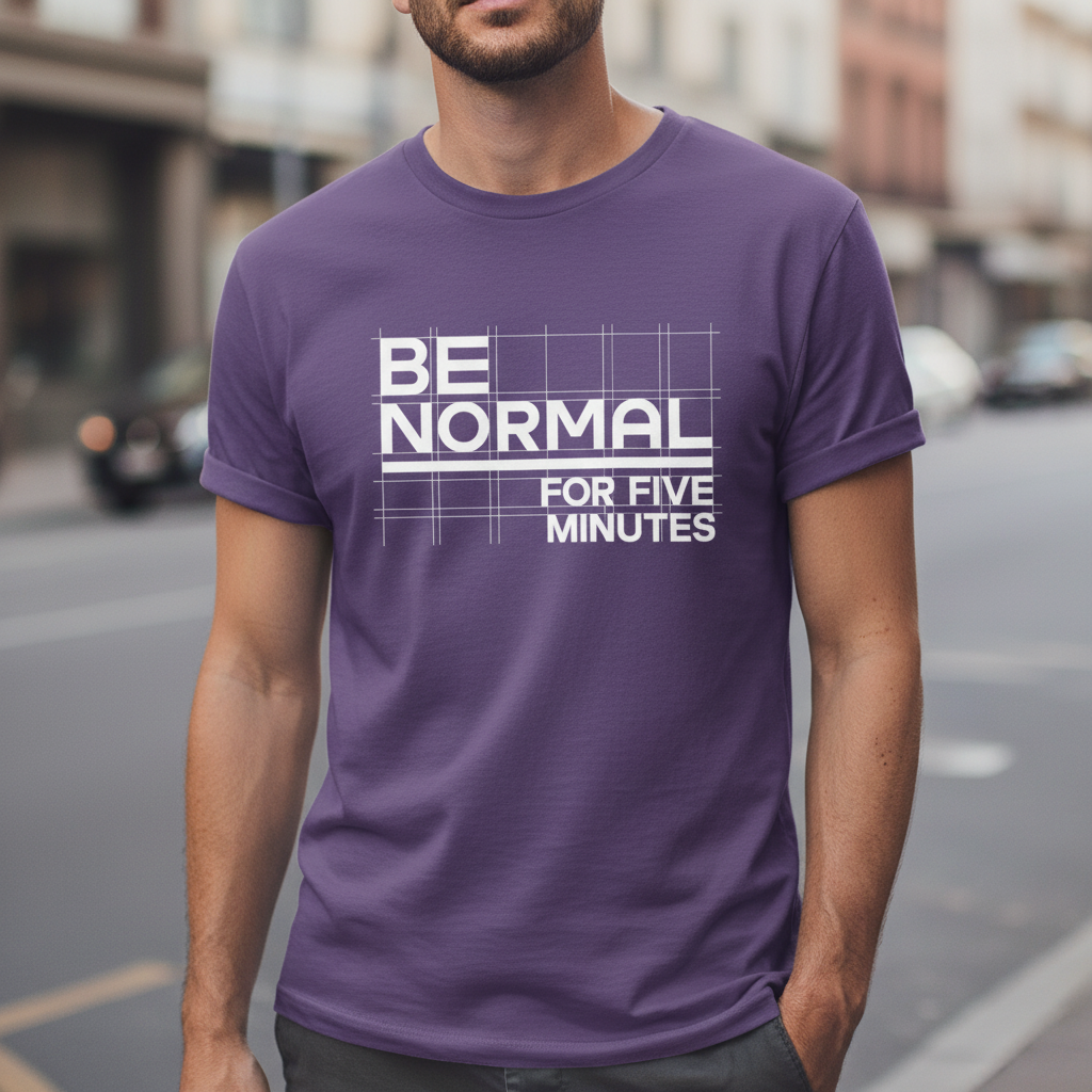 Be Normal for Five Minutes T-Shirt - Funny Sarcastic Tee - Beyond Lines