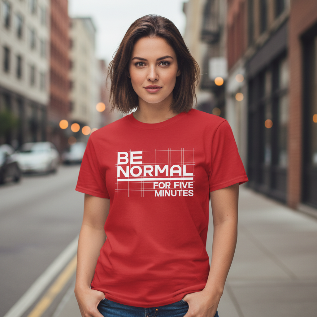 Be Normal for Five Minutes T-Shirt - Funny Sarcastic Tee - Beyond Lines