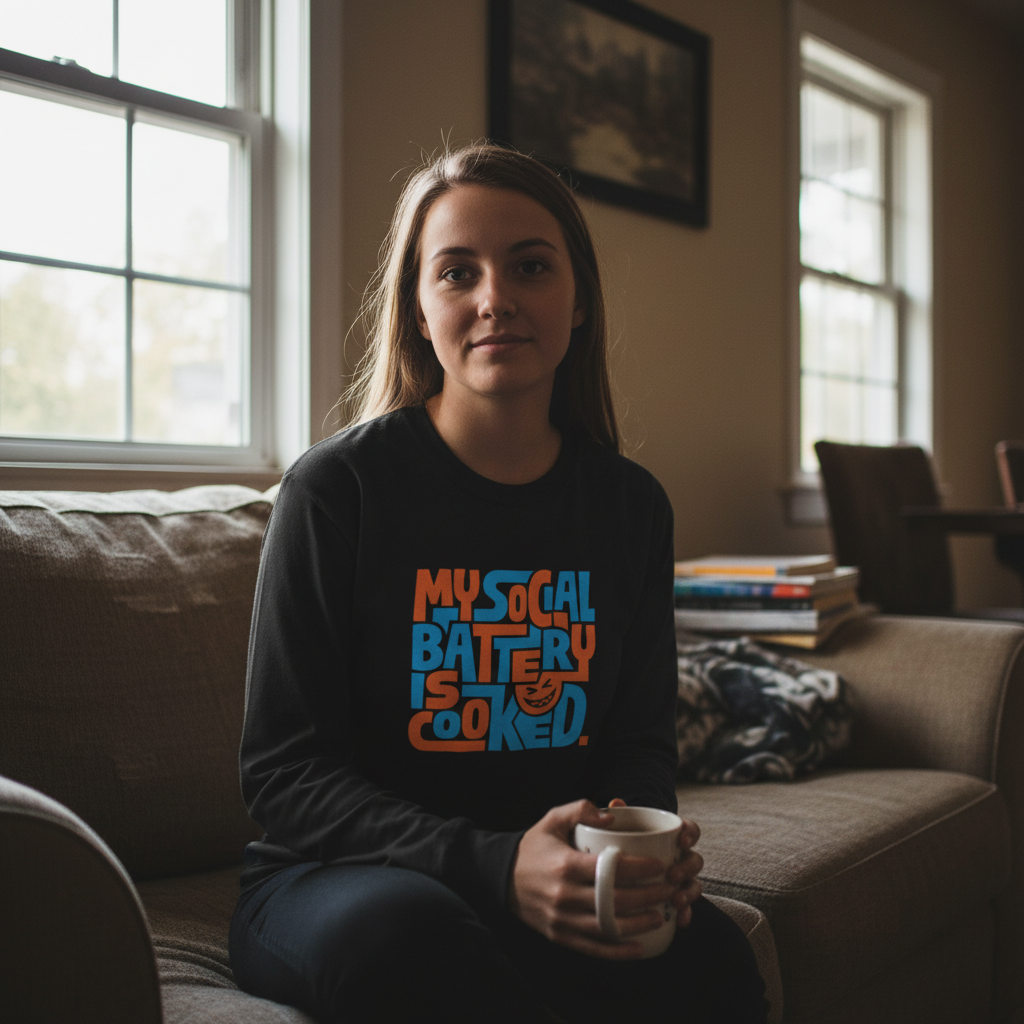 My Social Battery Cooked Funny Long Sleeve T-Shirt