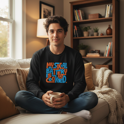 My Social Battery Cooked Funny Long Sleeve T-Shirt