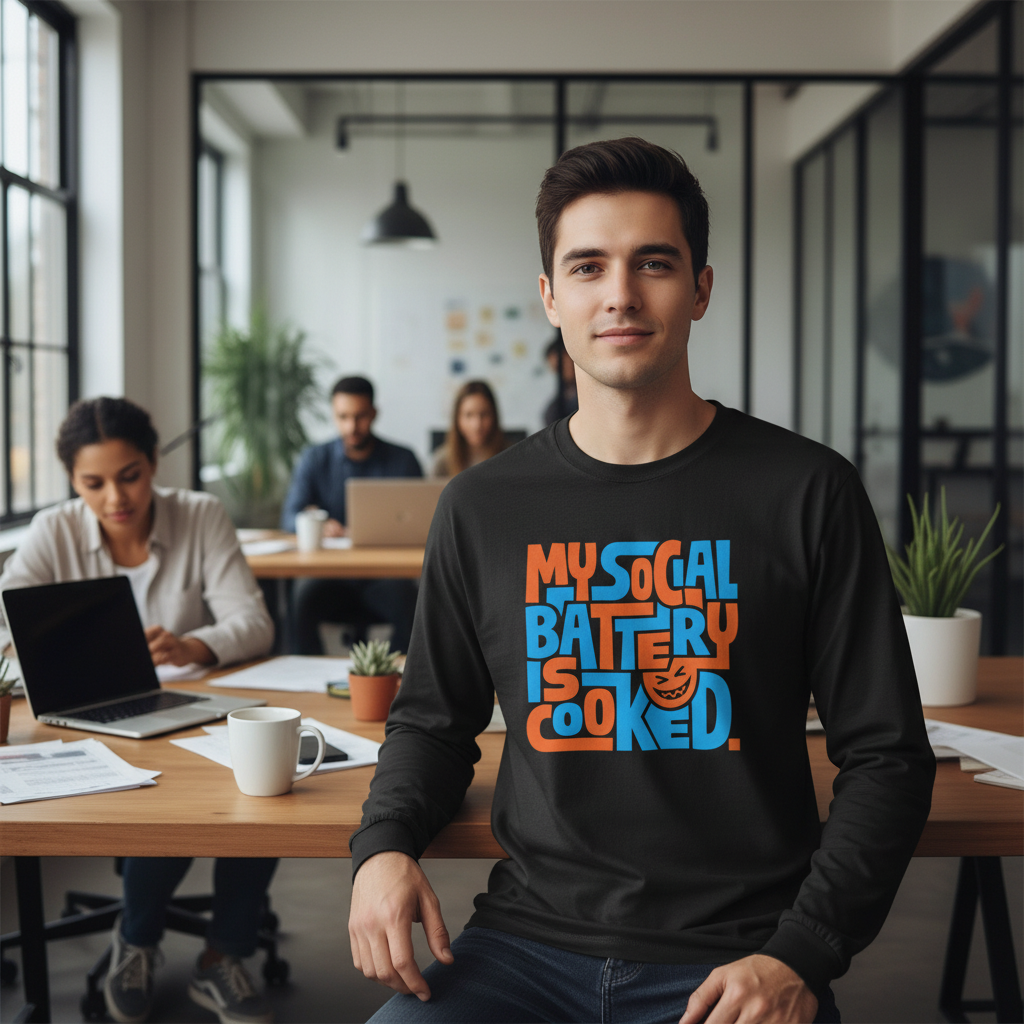 My Social Battery Cooked Funny Long Sleeve T-Shirt