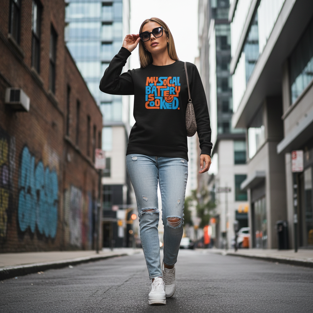 My Social Battery Cooked Funny Long Sleeve T-Shirt