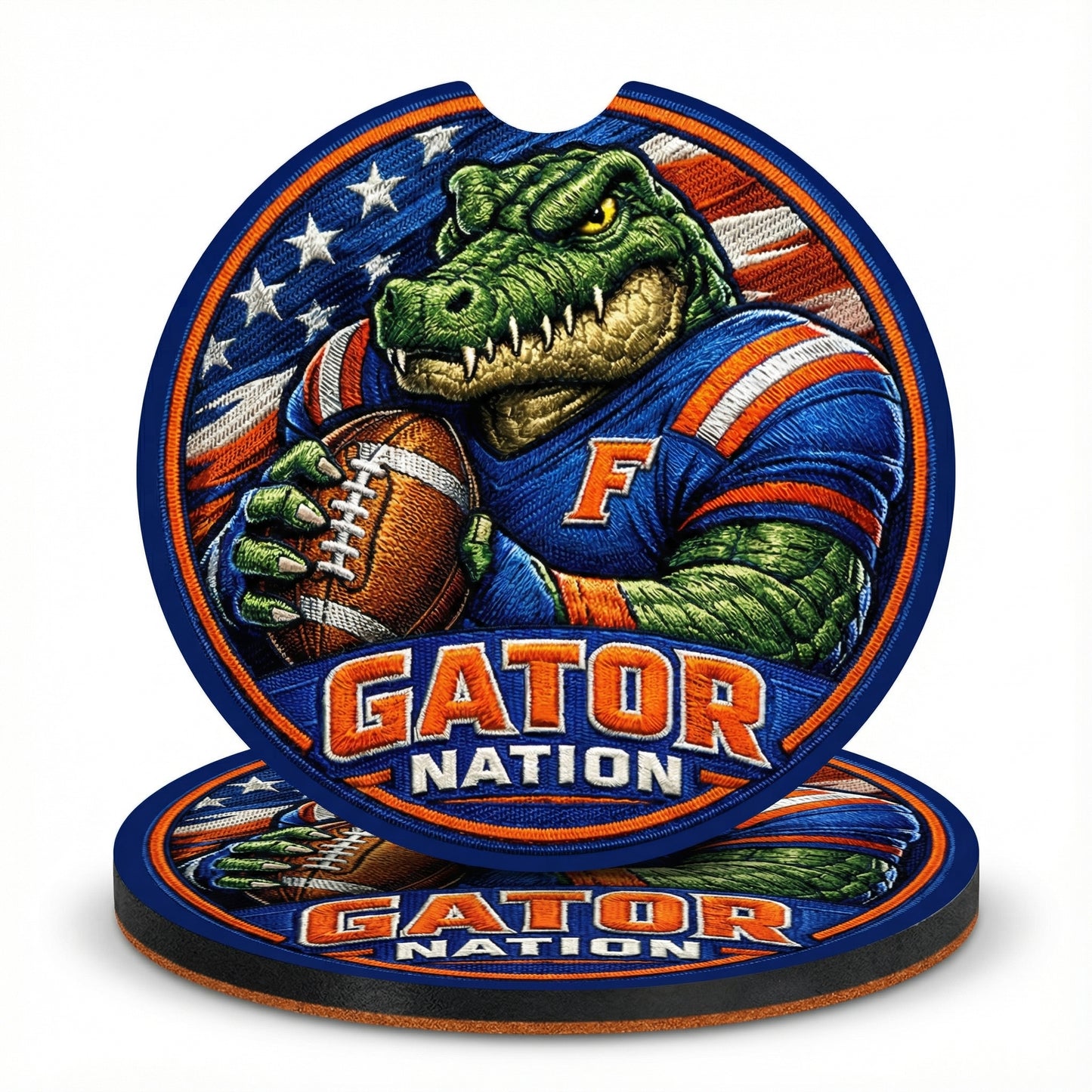 Gator Nation Football Car Coaster Absorbent Auto Cup Holder Insert Florida Gift