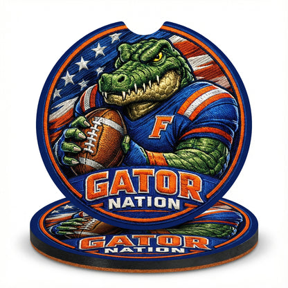 Gator Nation Football Car Coaster Absorbent Auto Cup Holder Insert Florida Gift