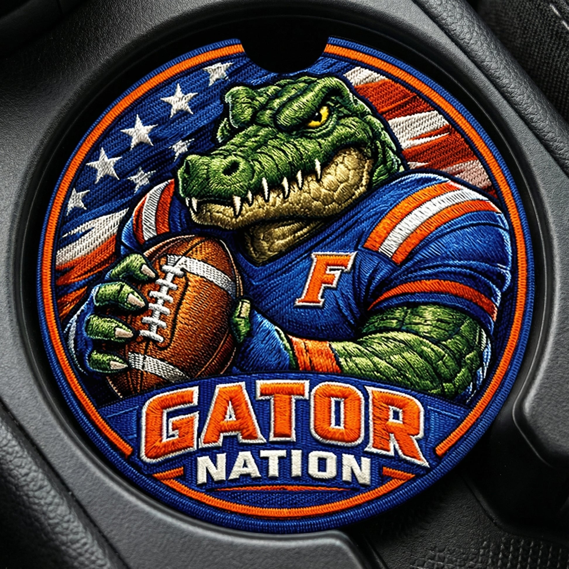 Gator Nation Football Car Coaster Absorbent Auto Cup Holder Insert Florida Gift
