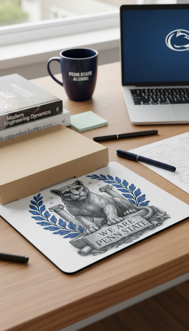 College Spirit Nittany Fan Mouse Pad Neoprene Non-Slip Base, 9.5x8 Nittany Lion