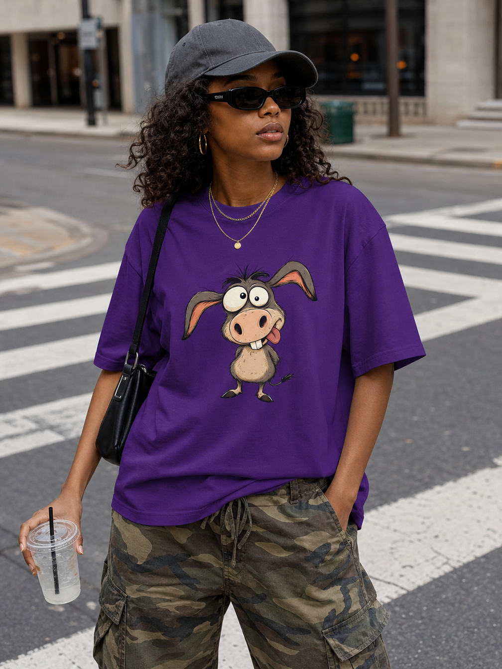 Funny Cartoon Donkey Graphic T Shirt for Animal Fans