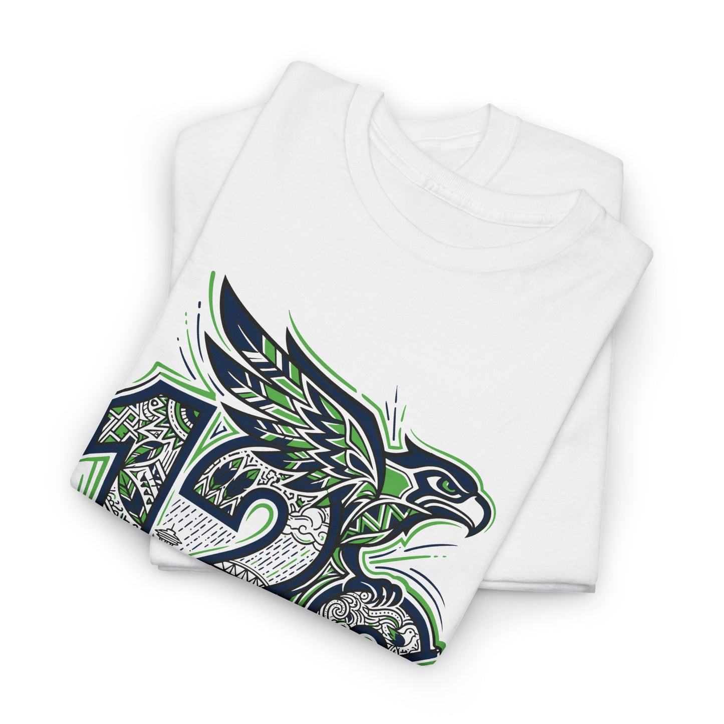 Seattle Football 12s T-Shirt Hawk Graphic Space Needle Design White Cotton Tee - Beyond Lines