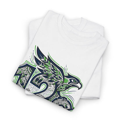 Seattle Football 12s T-Shirt Hawk Graphic Space Needle Design White Cotton Tee - Beyond Lines