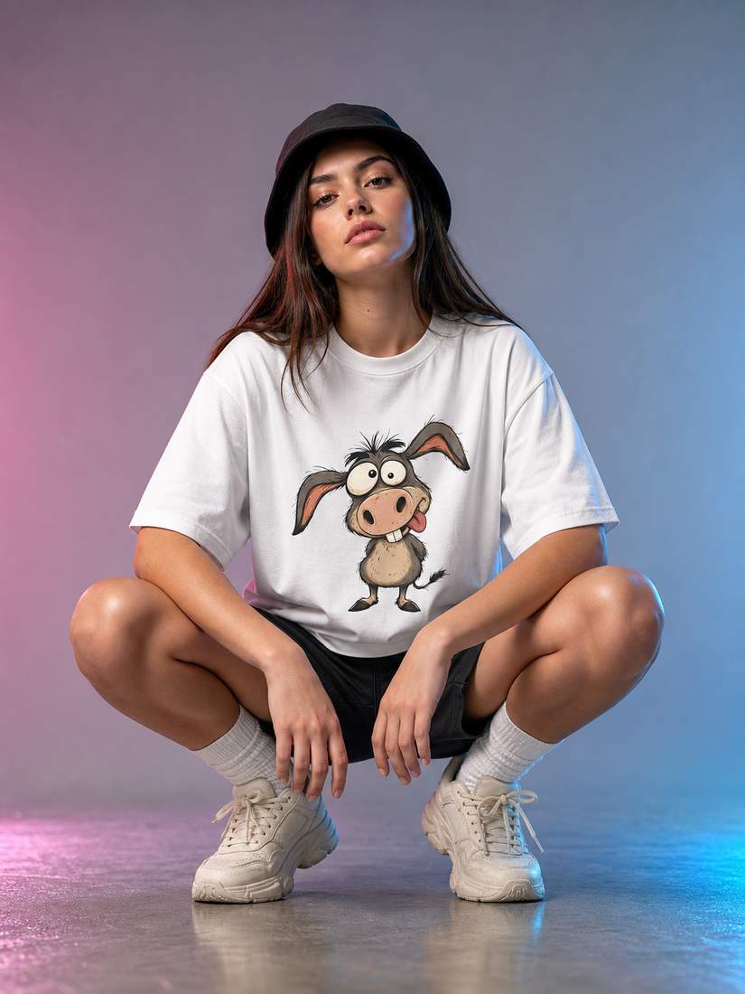Funny Cartoon Donkey Graphic T Shirt for Animal Fans