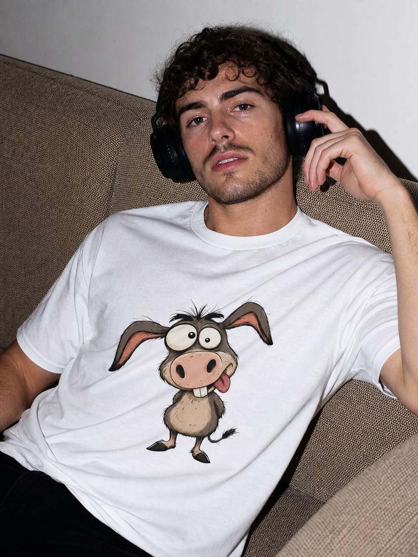 Funny Cartoon Donkey Graphic T Shirt for Animal Fans