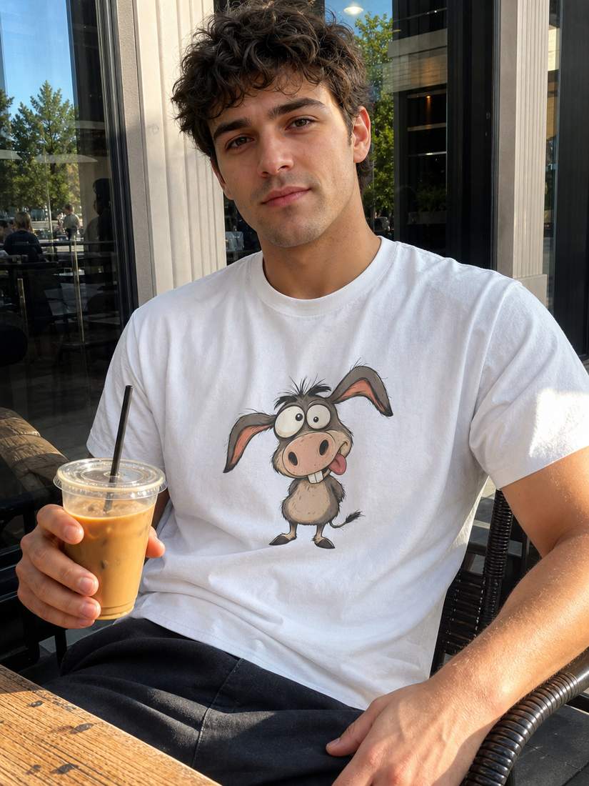 Funny Cartoon Donkey Graphic T Shirt for Animal Fans