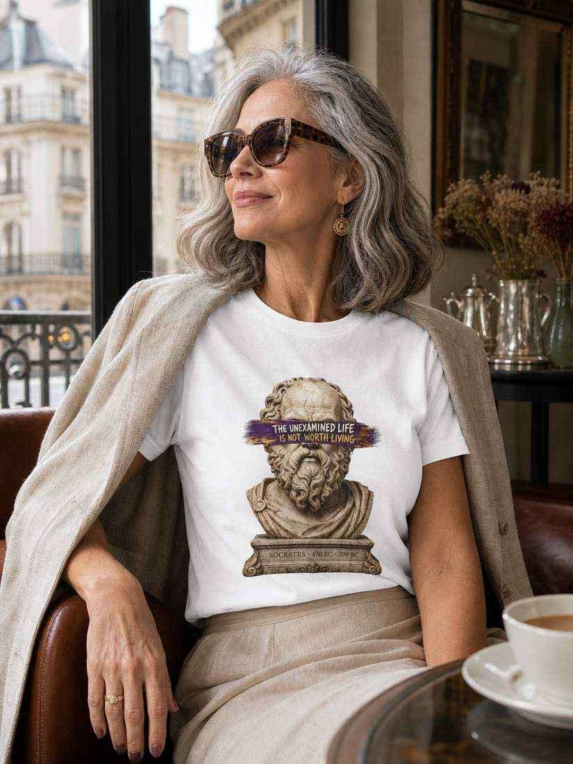 Philosophy Quote T Shirt Socrates Graphic Tee Inspirational Literary Gift 100% Cotton Unisex Classic Fit Ancient Thinker Art Shirt