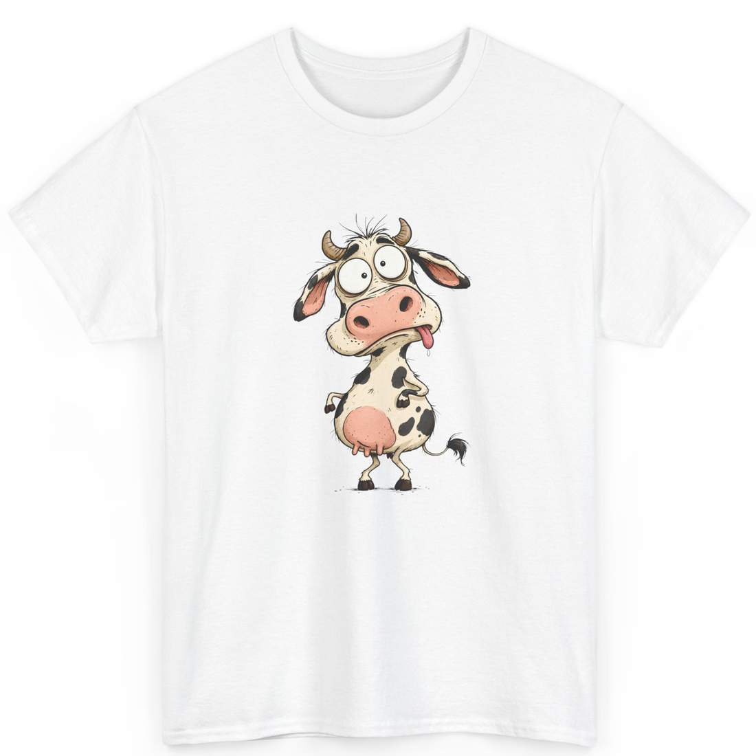 Funny Cartoon Cow Graphic T Shirt for Animal Fans