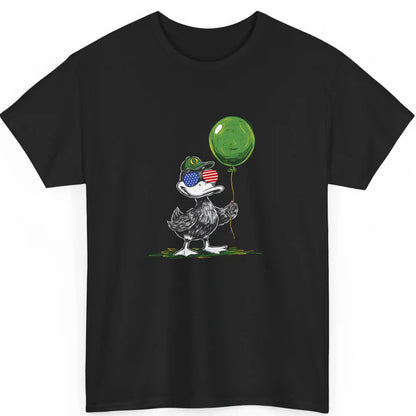 Patriotic Oregon Duck T-Shirt - USA Sunglasses & Green Balloon Graphic Tee