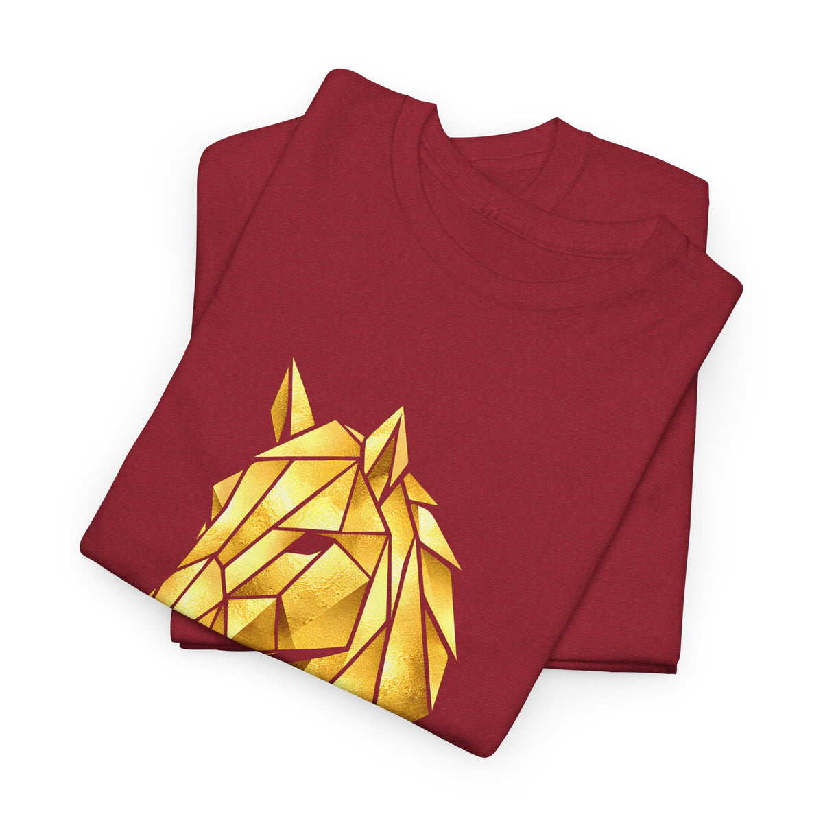 Geometric Gold Horse T-Shirt Metallic Low Poly Stallion Design Soft Cotton Black Tee Unisex - Beyond Lines