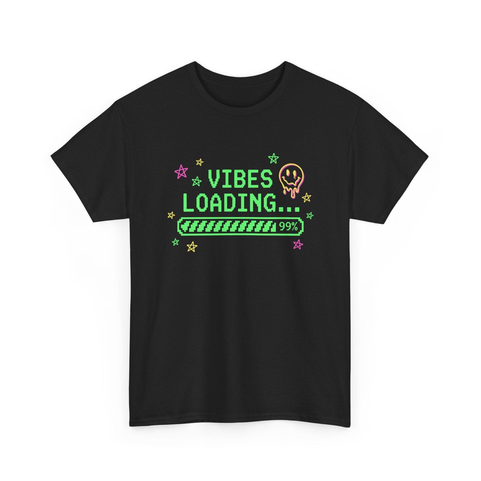 Vibes Loading T-Shirt Pixel Art Tee Funny Meme Shirt Teen Graphic Top - Beyond Lines