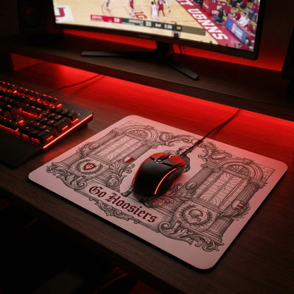 Indiana Mouse Pad - Vintage Hoosiers Colonial Football Design - "Go Hoosiers" Desk Accessory