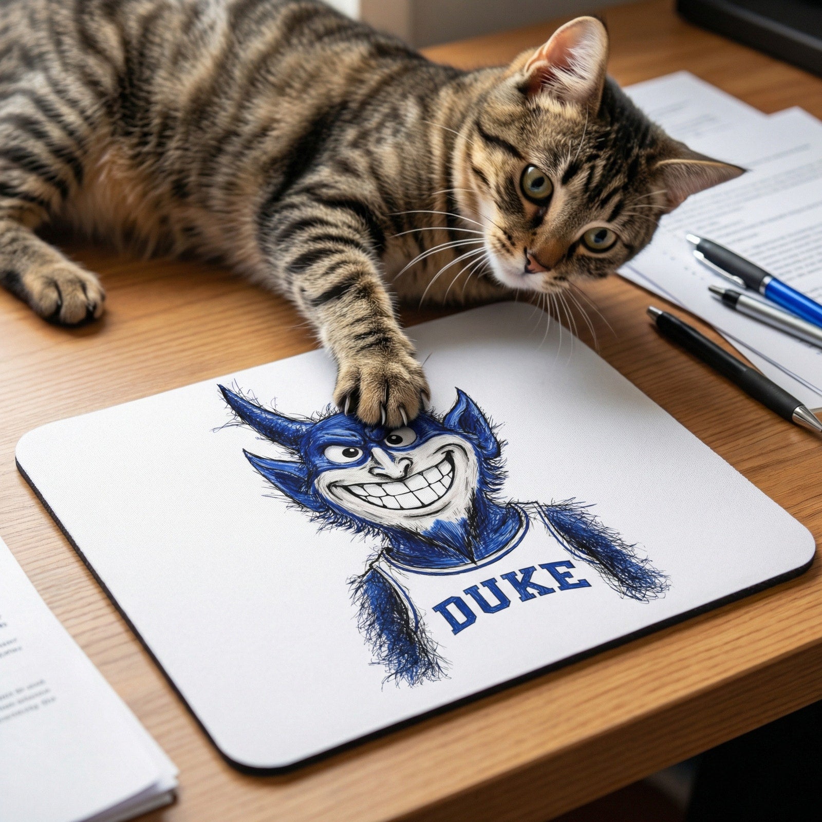 Blue Devils Mouse Pad Sketch Art Design Non - Duke Fan Gear