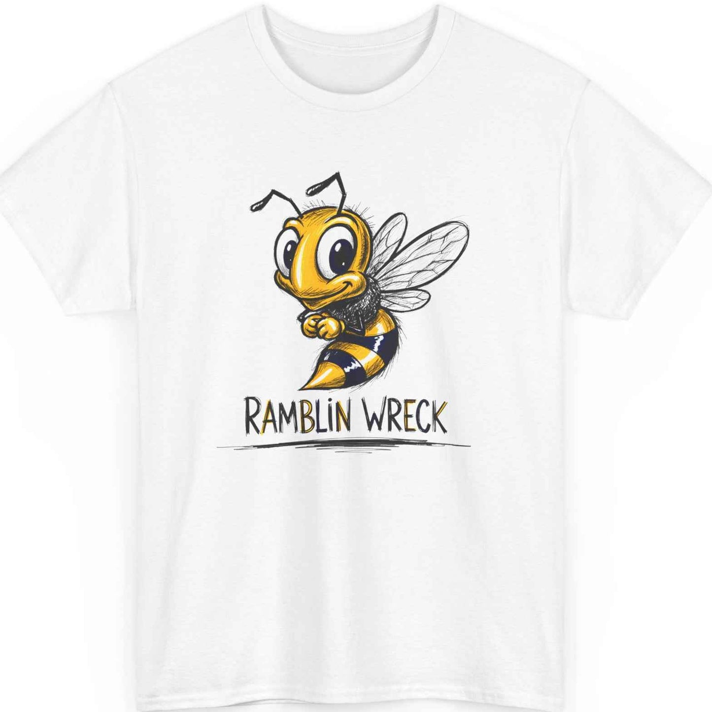 Ramblin Wreck Yellow Jacket Mascot T-Shirt - Vintage Sketch Style Bee Graphic Tee
