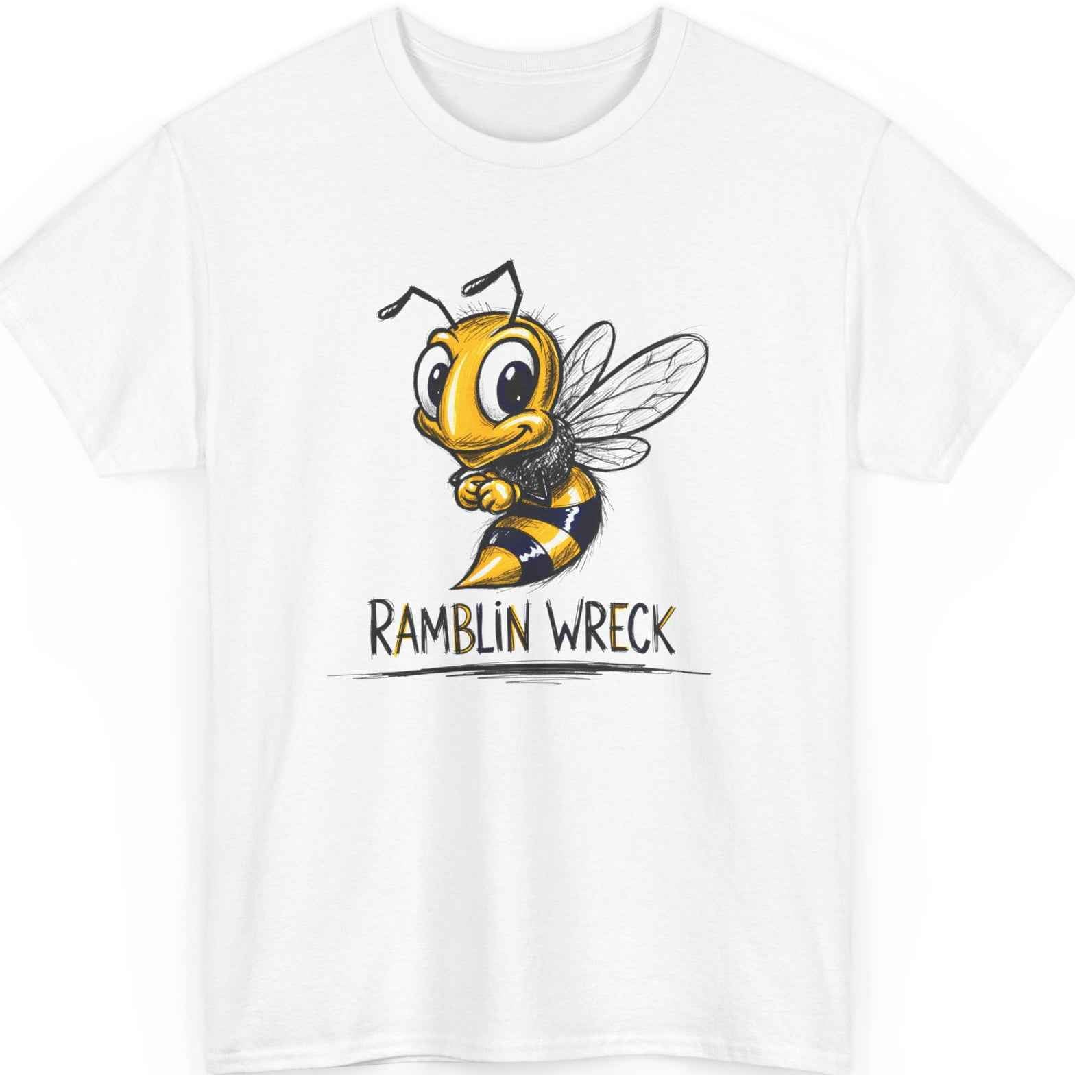 Ramblin Wreck Yellow Jacket Mascot T-Shirt - Vintage Sketch Style Bee Graphic Tee