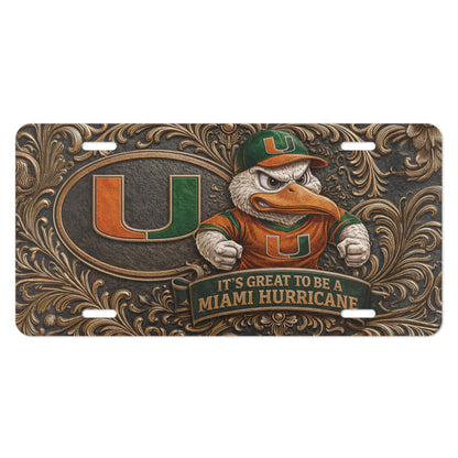 Miami Hurricanes NCAA Sebastian Ibis License Plate Aluminum Flat Front Tag