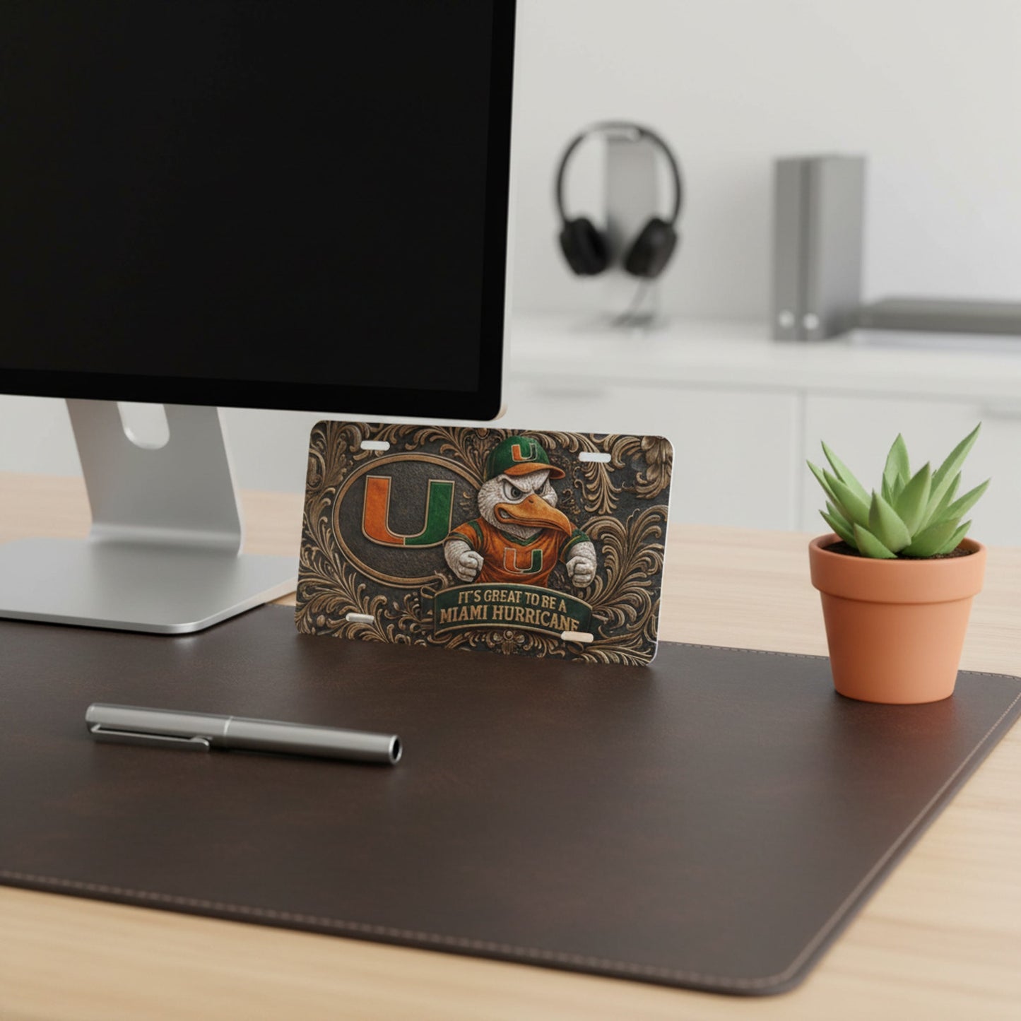 Miami Hurricanes NCAA Sebastian Ibis License Plate Aluminum Flat Front Tag