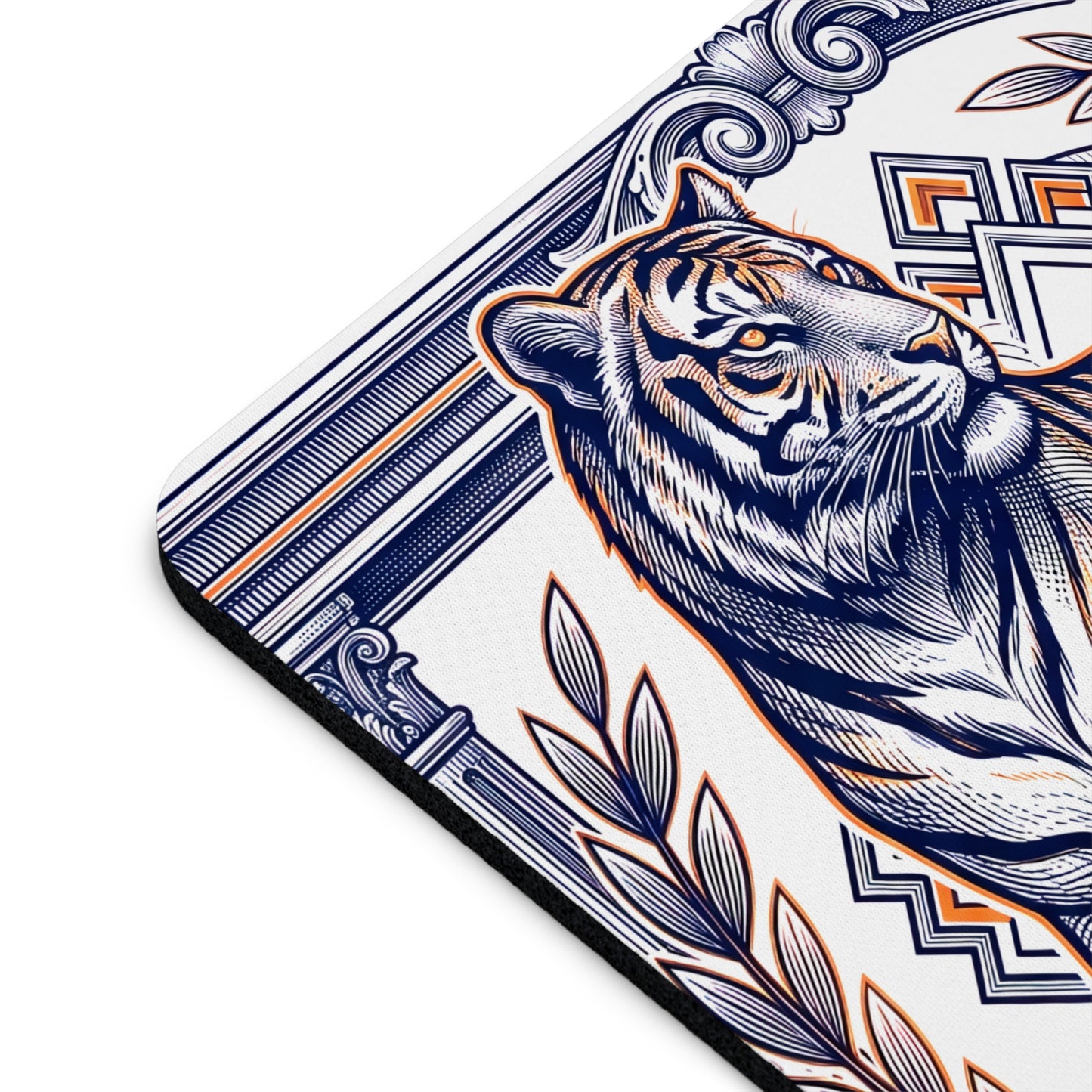 All In Tiger Mousepad Vintage Banknote Style Illustration Non-Slip Rubber Base Stitched Edges - Beyond Lines