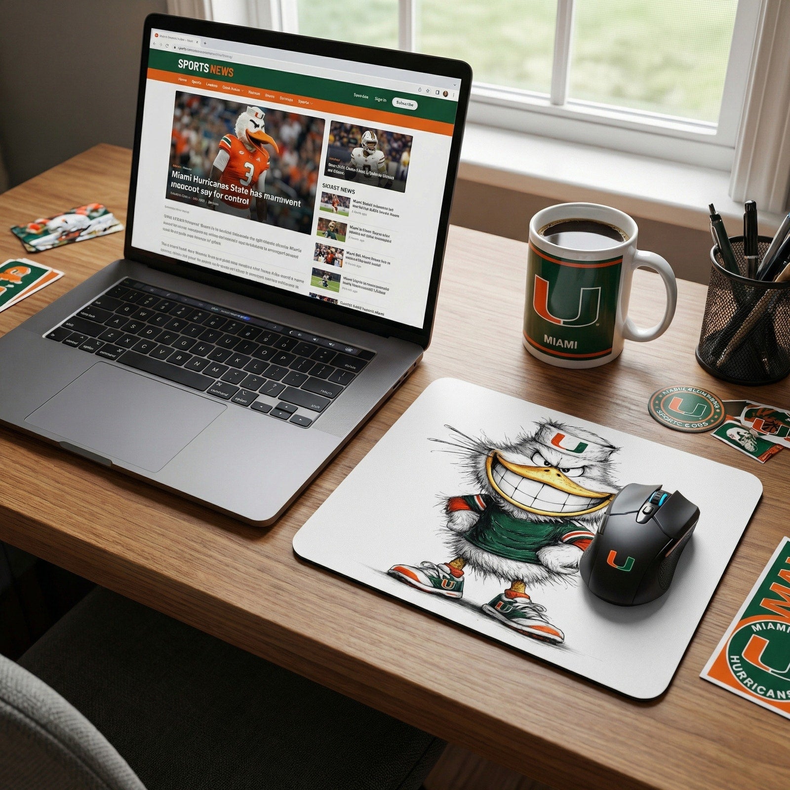 Sebastian the Ibis Sketch Art Design The U Desk Mat