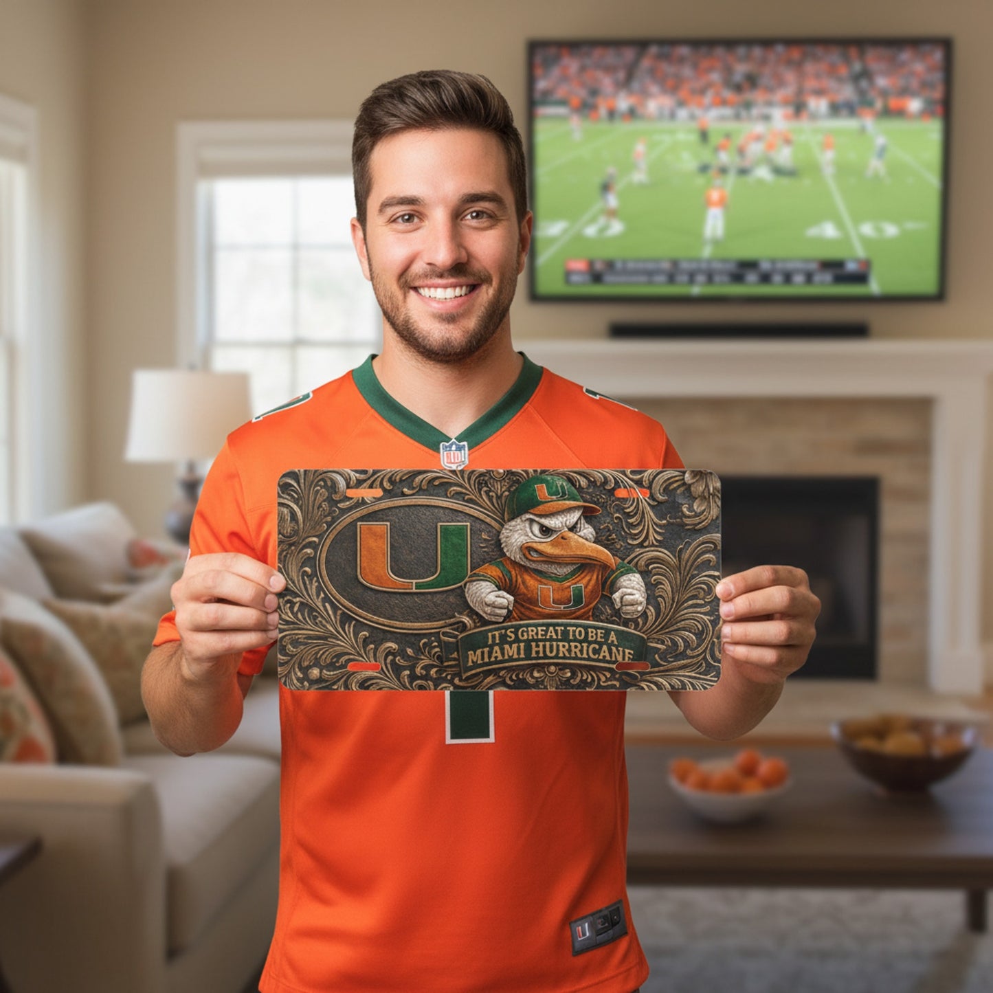 Miami Hurricanes NCAA Sebastian Ibis License Plate Aluminum Flat Front Tag