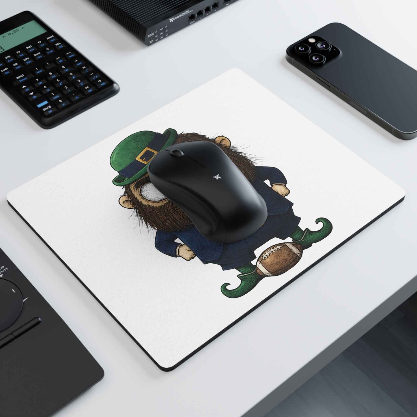 Grumpy Leprechaun Football Mousepad - Funny St. Patrick's Day Desk Mat
