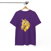 Geometric Gold Horse T-Shirt Metallic Low Poly Stallion Design Soft Cotton Black Tee Unisex - Beyond Lines