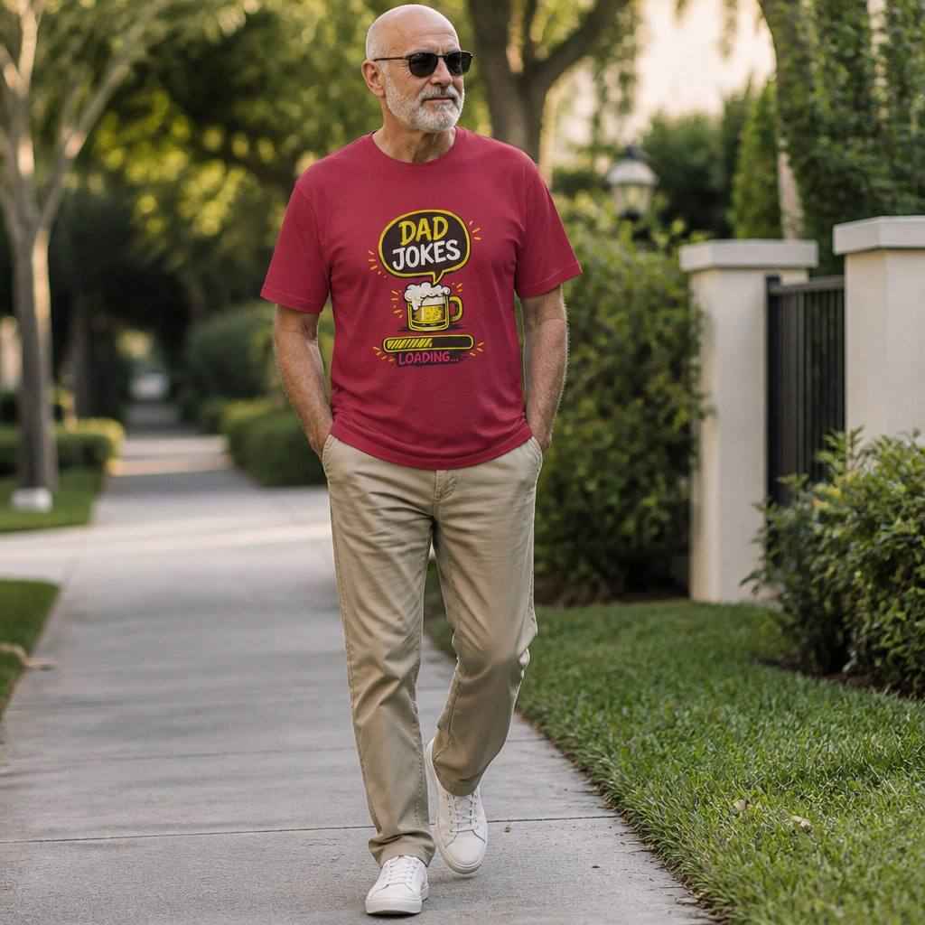 Funny Dad Jokes Loading T-Shirt, Beer Graphic Humor Tee, 100% Cotton Unisex