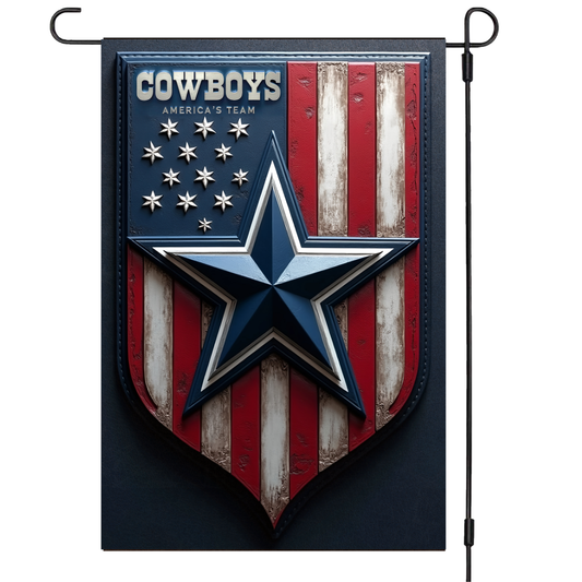 America's Team Patriotic Shield Design - Double Sided 3-Layer Heavy Duty Outdoor Yard Banner