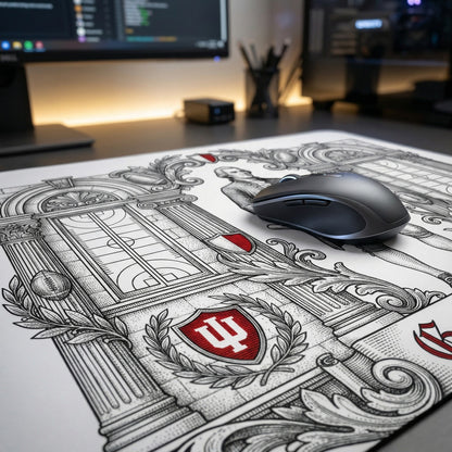 Indiana Mouse Pad - Vintage Hoosiers Colonial Football Design - "Go Hoosiers" Desk Accessory