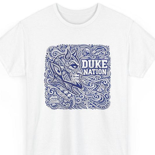 Duke Nation Graphic T-Shirt White Cotton Short Sleeve - Beyond Lines