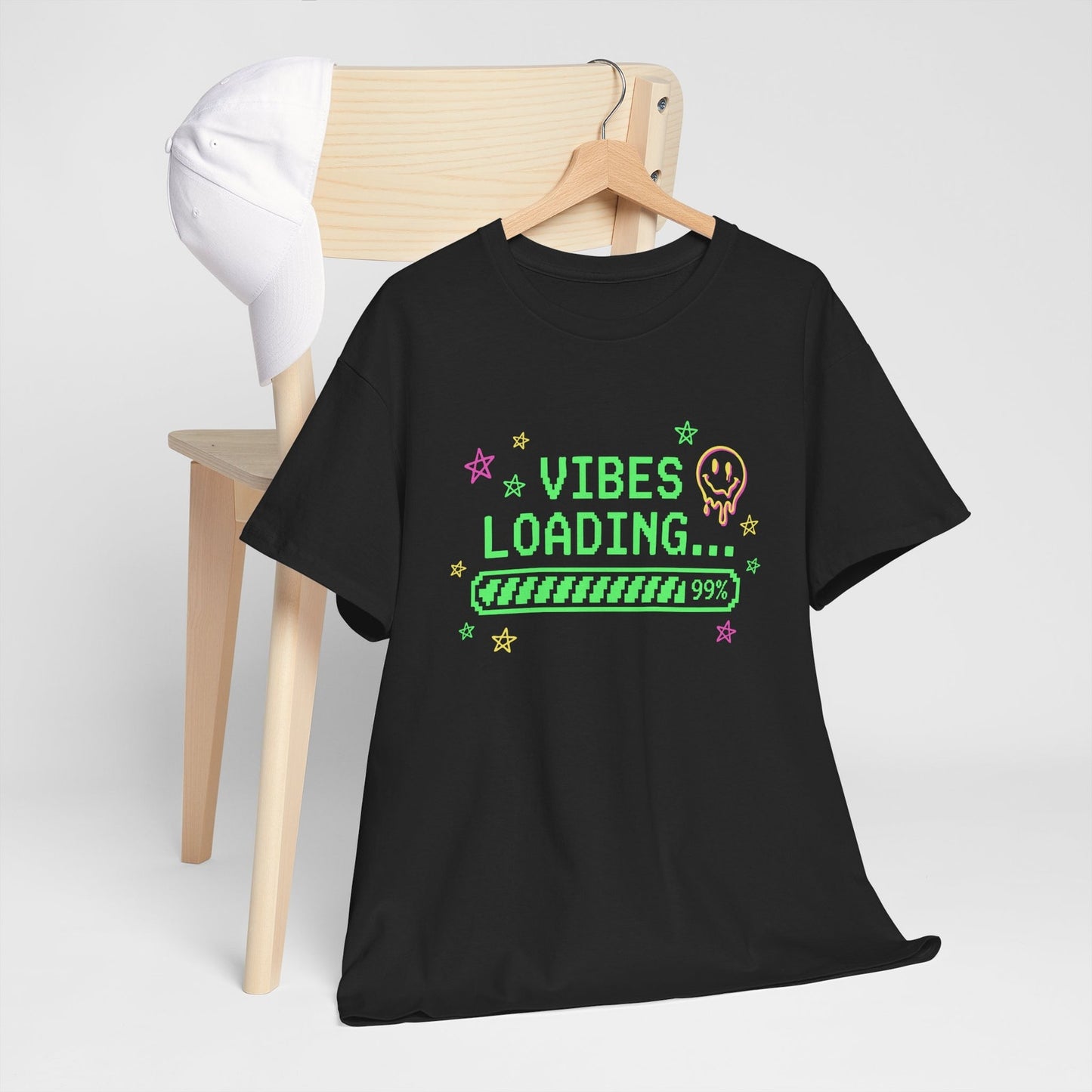 Vibes Loading T-Shirt Pixel Art Tee Funny Meme Shirt Teen Graphic Top - Beyond Lines