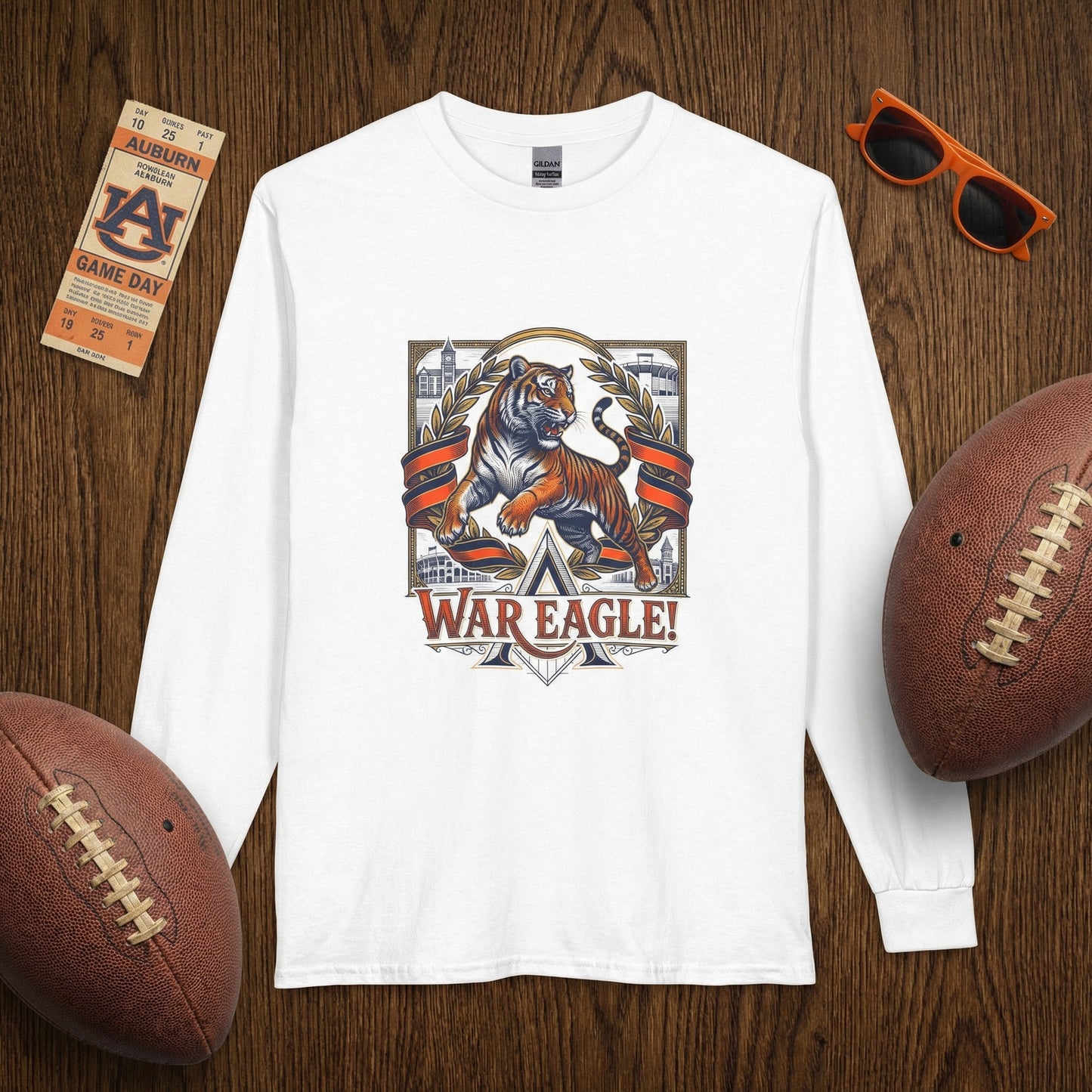 Vintage Auburn Tigers 'War Eagle' Long Sleeve T-Shirt