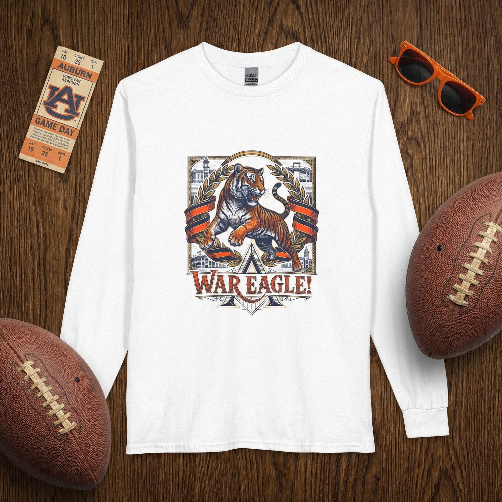 Vintage Auburn Tigers 'War Eagle' Long Sleeve T-Shirt