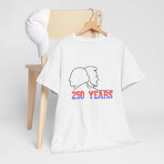 USA 250 Years Anniversary T-Shirt Washington Lincoln Line Art Cotton White Unisex - Beyond Lines