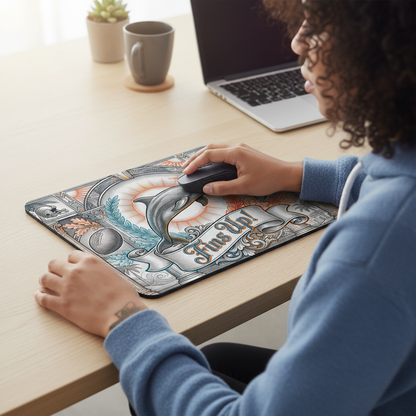 Fins Up Dolphin Mouse Pad - Vintage Miami Football Art