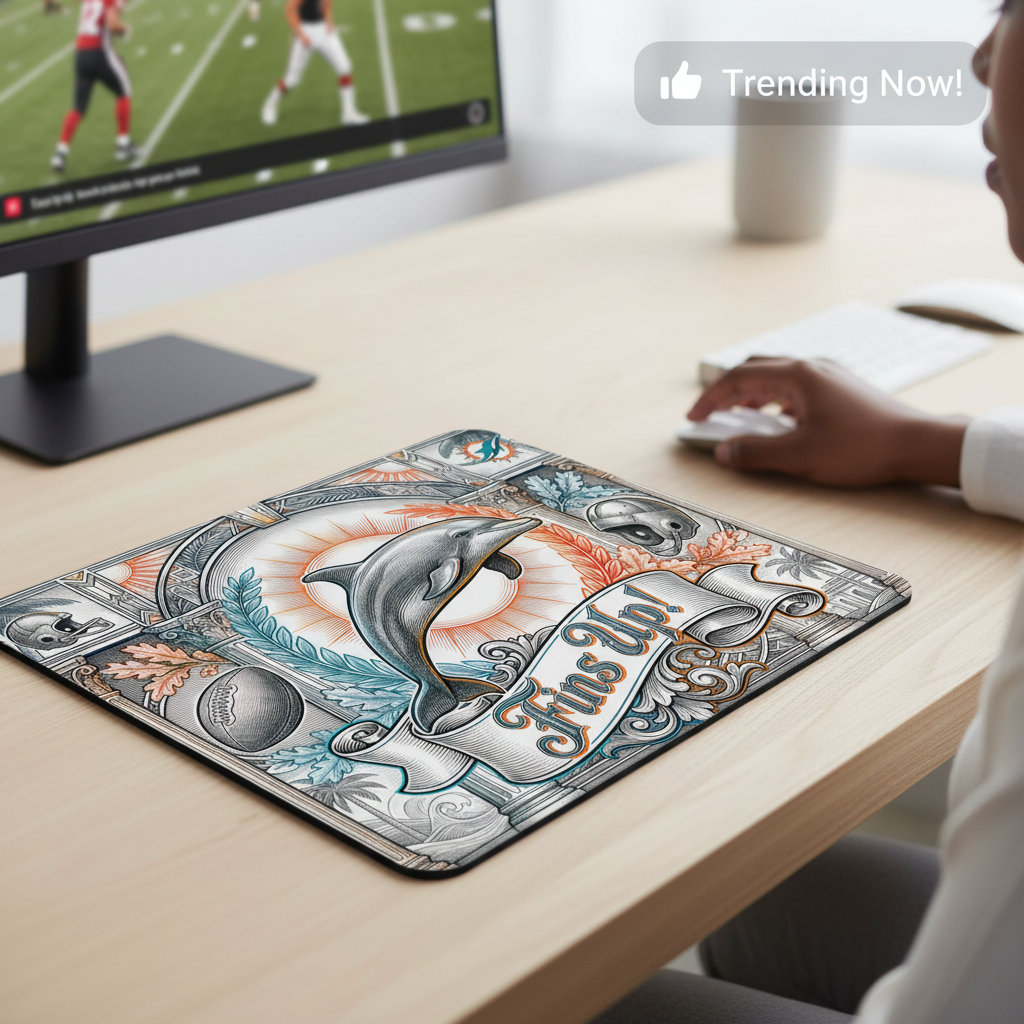 Fins Up Dolphin Mouse Pad - Vintage Miami Football Art