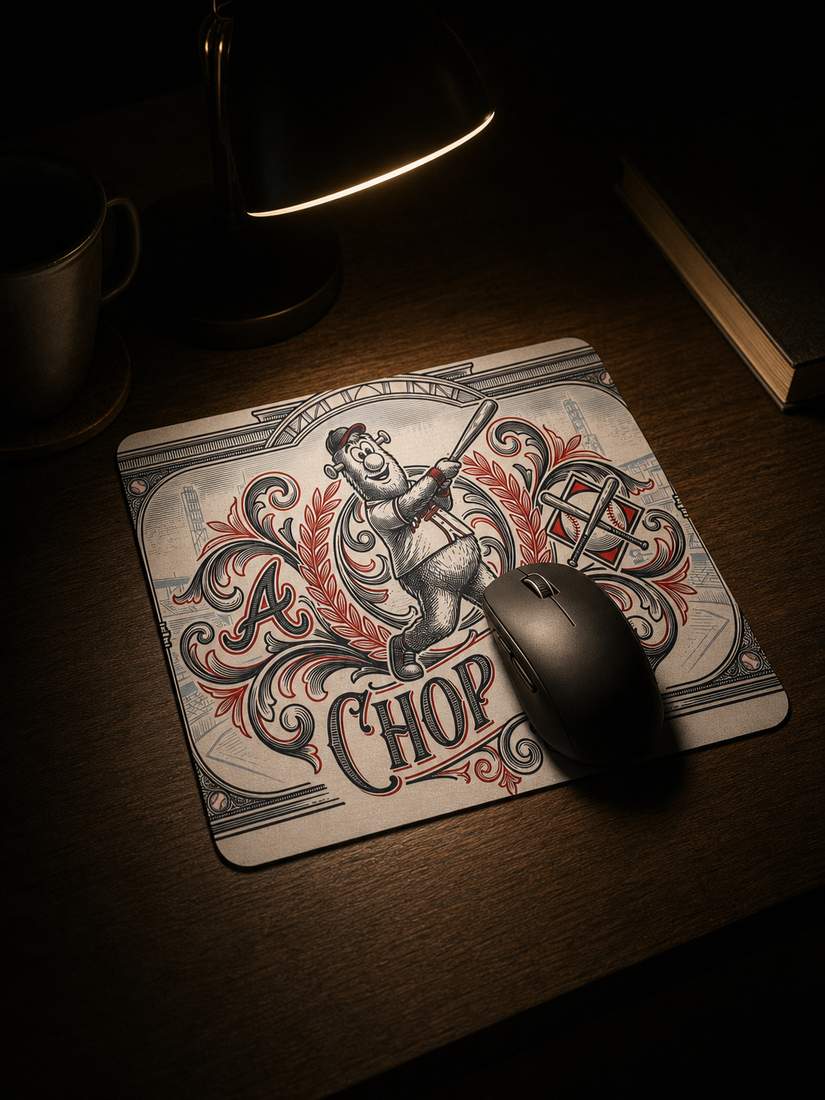 Braves Chop On Vintage Baseball Mouse Pad Desk Mat Natural Rubber