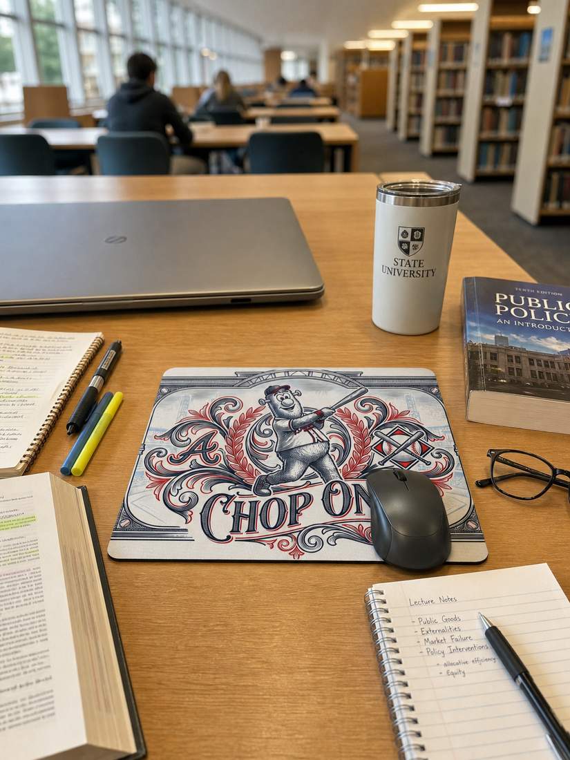 Braves Chop On Vintage Baseball Mouse Pad Desk Mat Natural Rubber