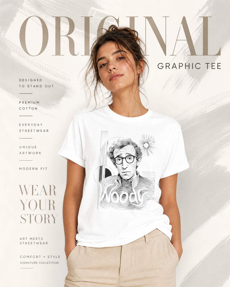 Woody Allen Portrait Graphic Tee in 100% US Cotton