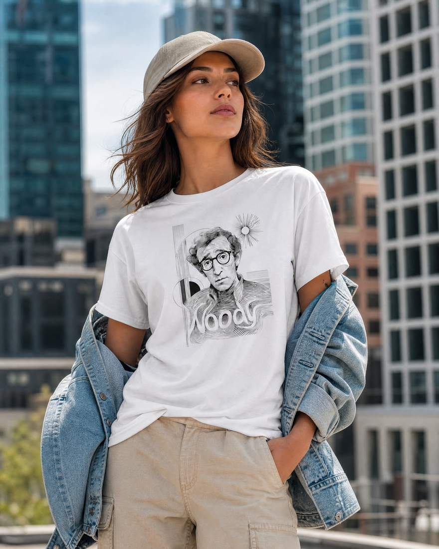 Woody Allen Portrait Graphic Tee in 100% US Cotton