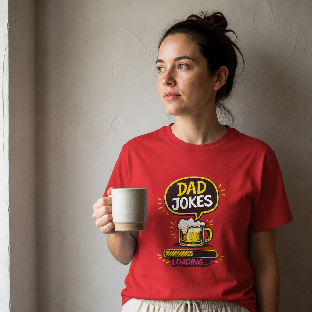 Funny Dad Jokes Loading T-Shirt, Beer Graphic Humor Tee, 100% Cotton Unisex
