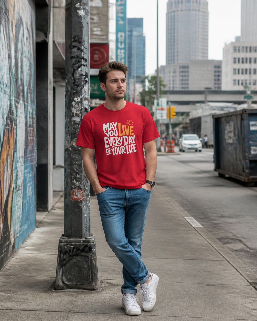 May You Live Every Day Motivational Cotton T-Shirt